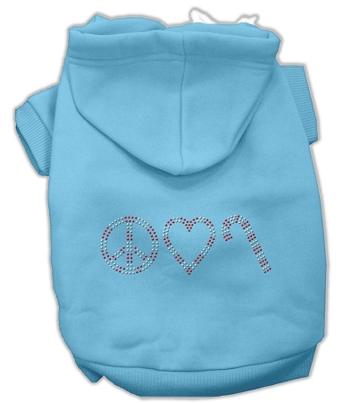 Peace, Love and Candy Canes Hoodies Baby Blue L
