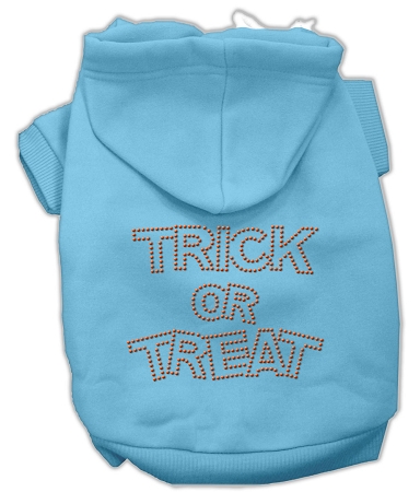 Trick or Treat Rhinestone Hoodies Baby Blue XXXL