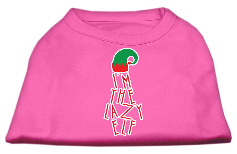 Lazy Elf Screen Print Pet Shirt Bright Pink Med
