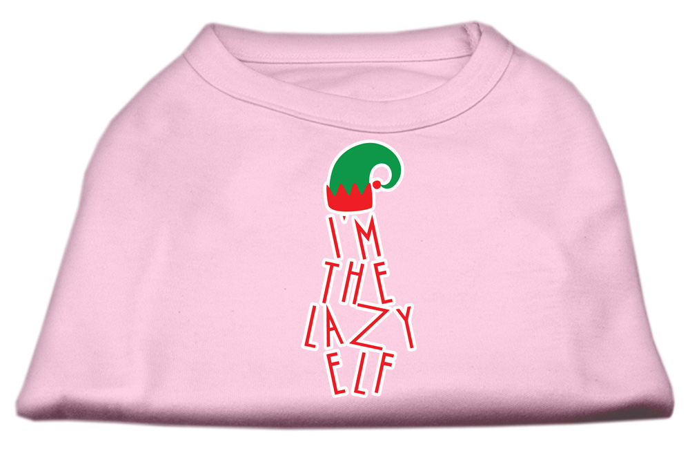 Lazy Elf Screen Print Pet Shirt Light Pink Sm