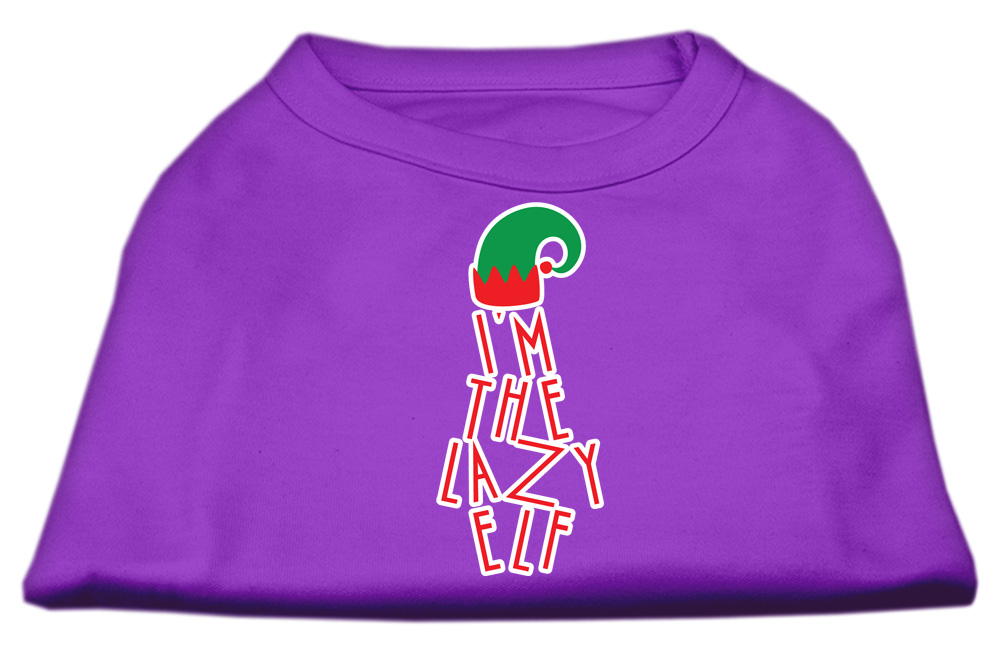 Lazy Elf Screen Print Pet Shirt Purple Lg