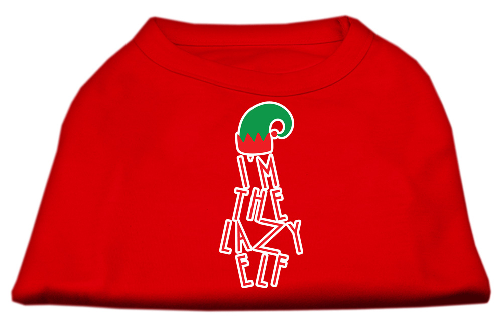 Lazy Elf Screen Print Pet Shirt Red XL