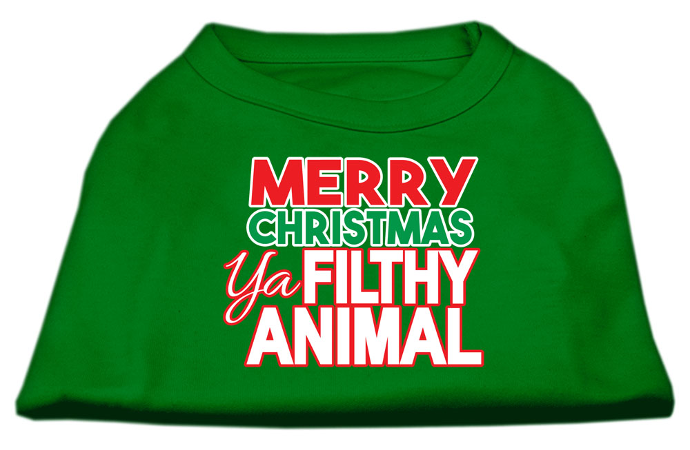 Ya Filthy Animal Screen Print Pet Shirt Emerald Green Lg