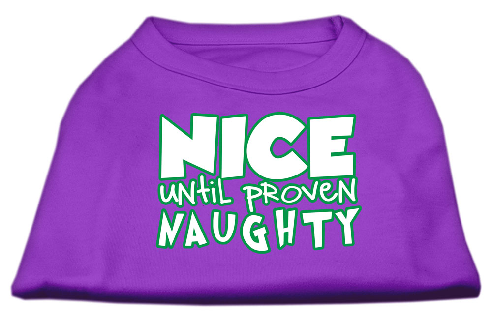 Nice until proven Naughty Screen Print Pet Shirt Purple Med