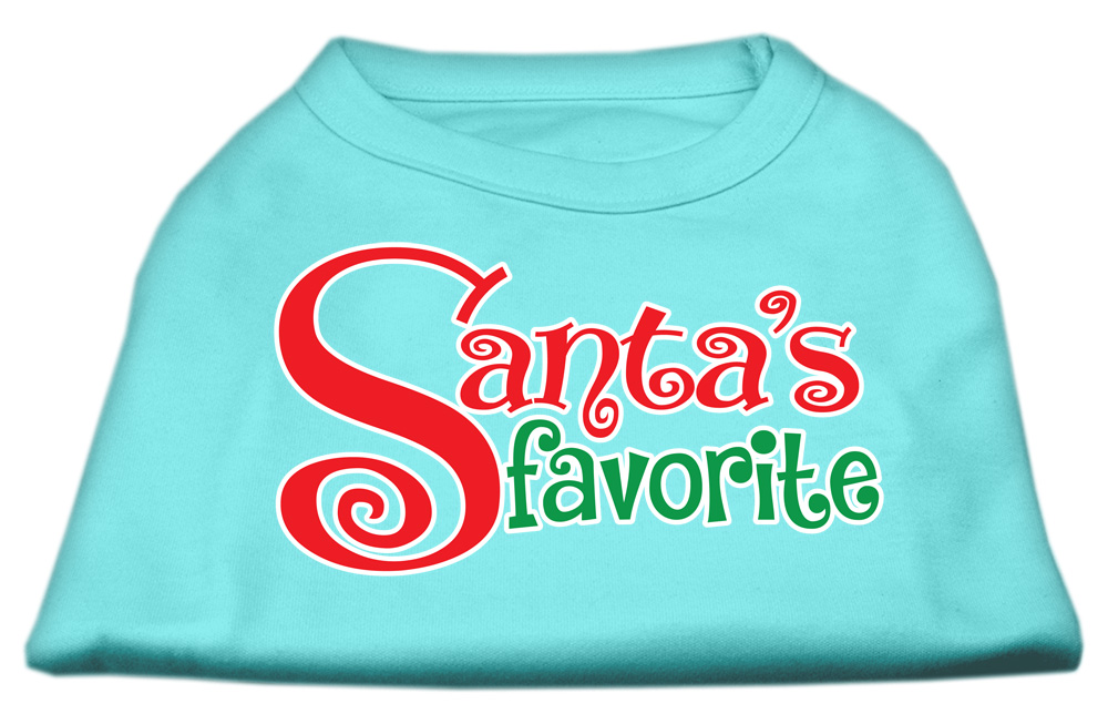 Santa's Favorite Screen Print Pet Shirt Aqua Lg
