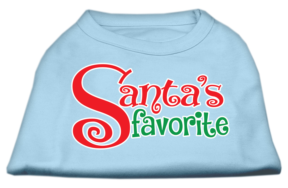 Santa's Favorite Screen Print Pet Shirt Baby Blue Sm