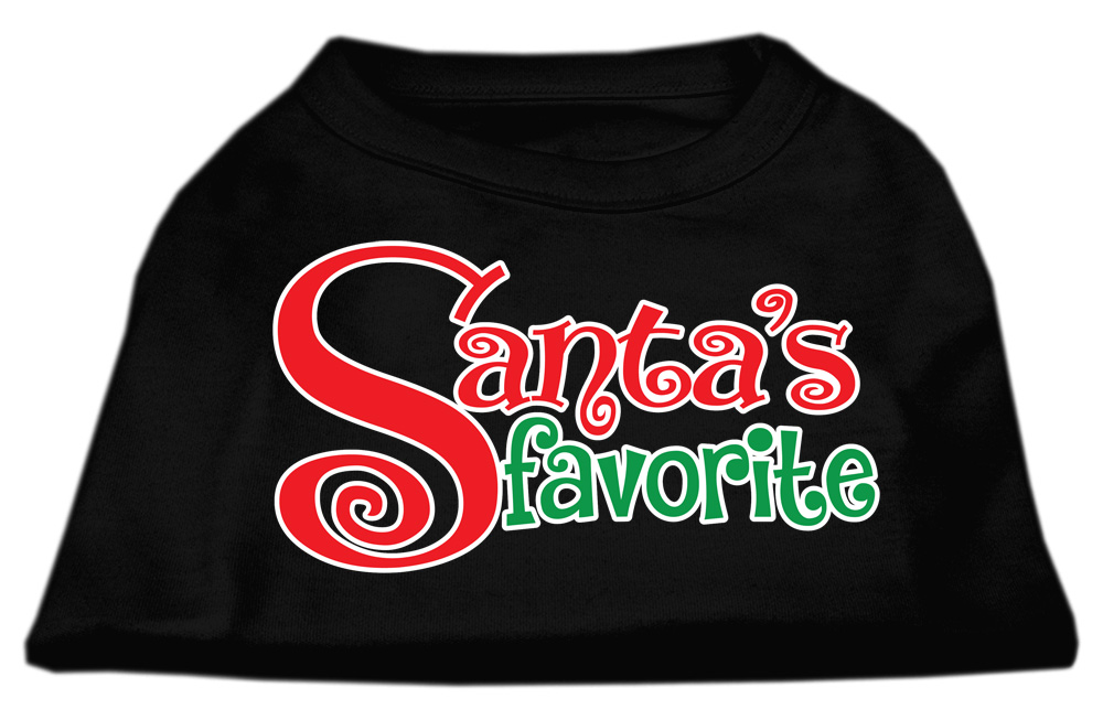 Santa's Favorite Screen Print Pet Shirt Black Lg