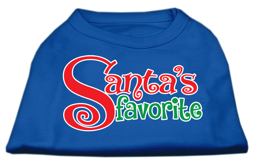 Santa's Favorite Screen Print Pet Shirt Blue Med