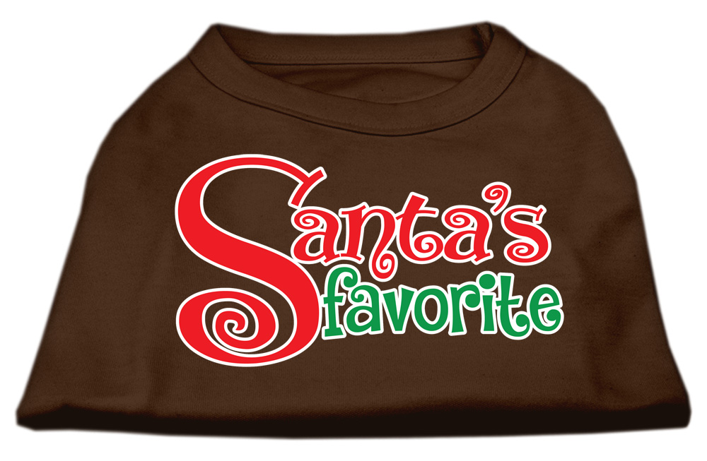 Santa's Favorite Screen Print Pet Shirt Brown Lg