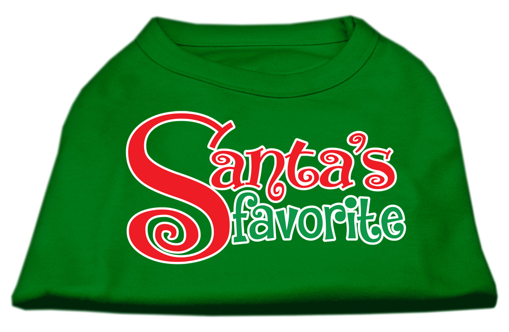 Santa's Favorite Screen Print Pet Shirt Emerald Green XS