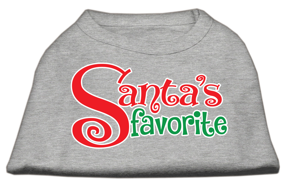 Santa's Favorite Screen Print Pet Shirt Grey Sm