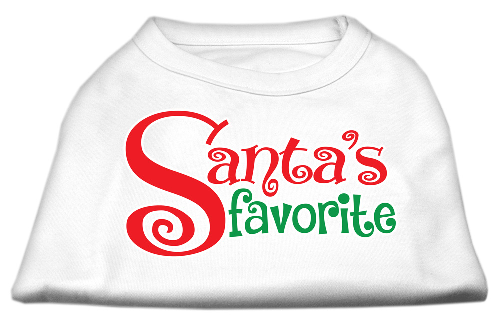 Santa's Favorite Screen Print Pet Shirt White Med