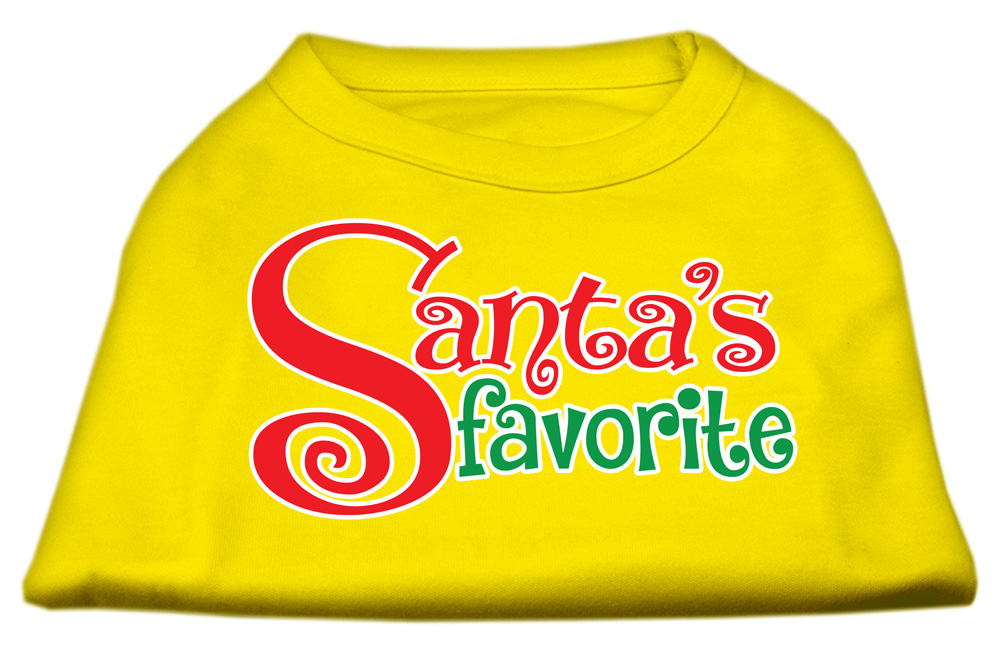 Santa's Favorite Screen Print Pet Shirt Yellow Lg