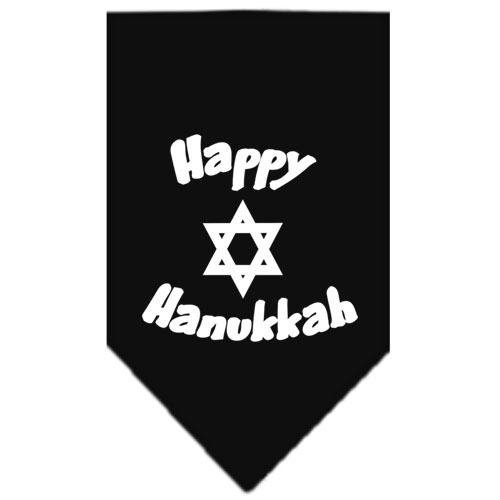 Happy Hanukkah Screen Print Bandana Black Large