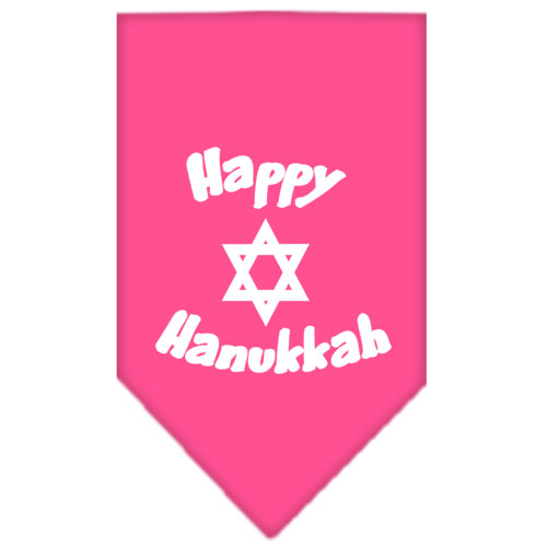 Happy Hanukkah Screen Print Bandana Bright Pink Large