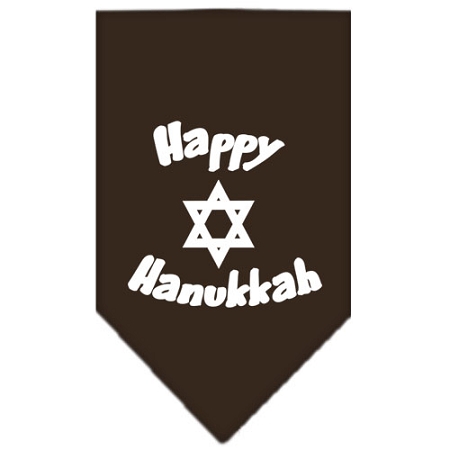 Happy Hanukkah Screen Print Bandana Cocoa Large