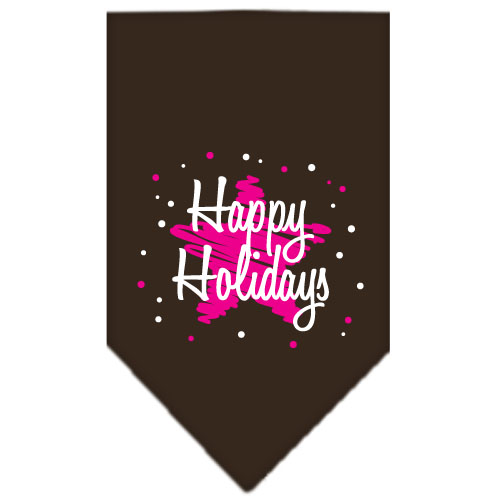 Scribble Happy Holidays Screen Print Bandana Cocoa Large