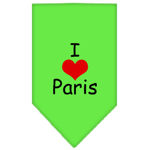 I Heart Paris Screen Print Bandana Lime Green Large