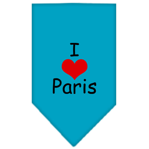 I Heart Paris Screen Print Bandana Turquoise Small