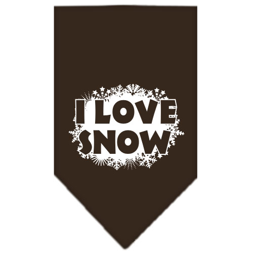I Love Snow Screen Print Bandana Cocoa Large