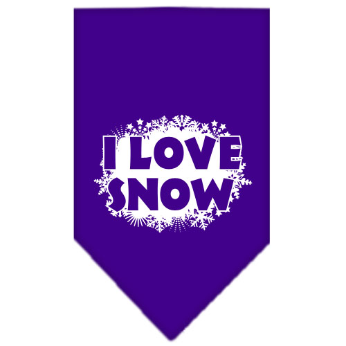 I Love Snow Screen Print Bandana Purple Small