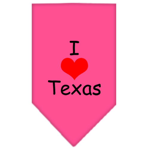 I Heart Texas Screen Print Bandana Bright Pink Small