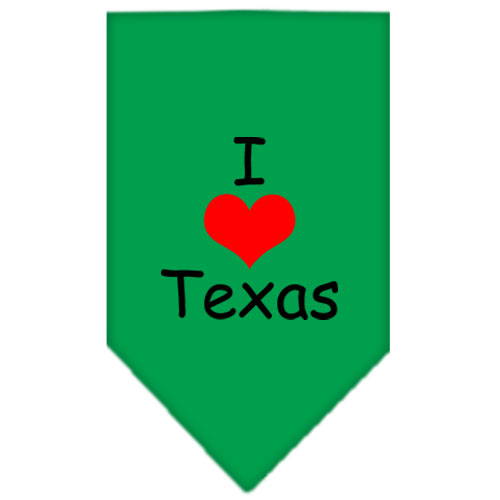 I Heart Texas Screen Print Bandana Emerald Green Small