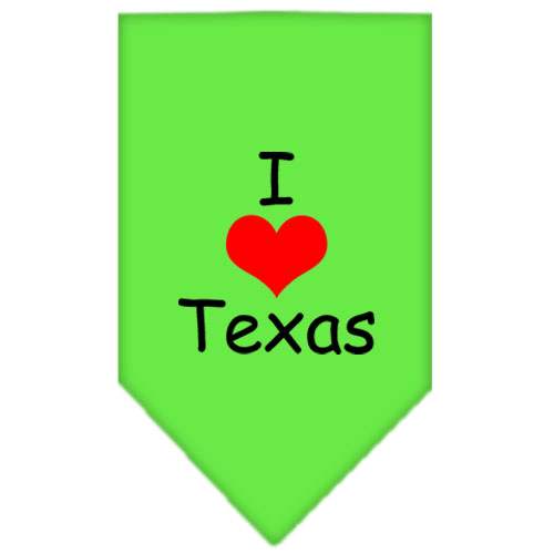 I Heart Texas Screen Print Bandana Lime Green Large