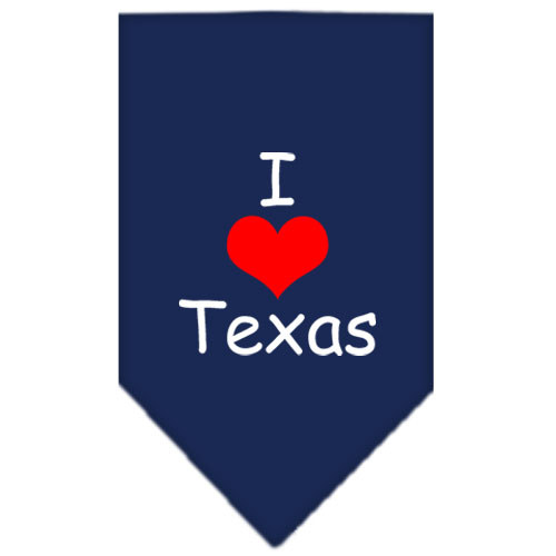 I Heart Texas Screen Print Bandana Navy Blue Small