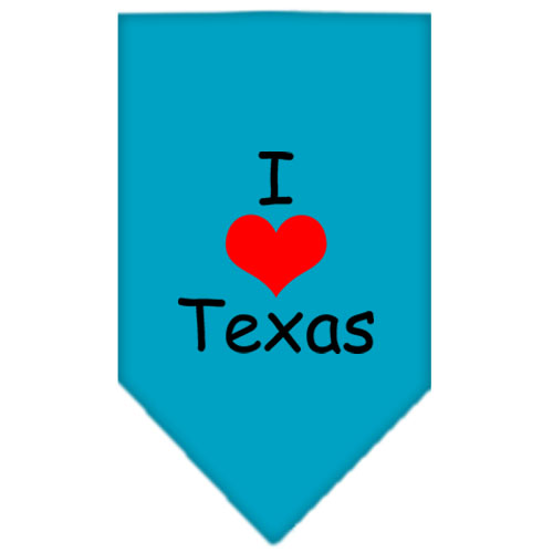 I Heart Texas Screen Print Bandana Turquoise Small