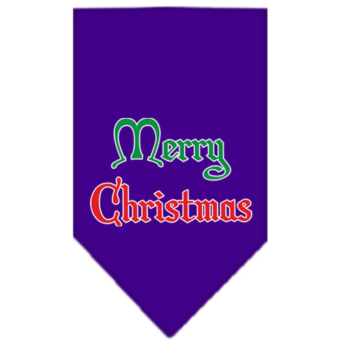 Merry Christmas Screen Print Bandana Purple Small