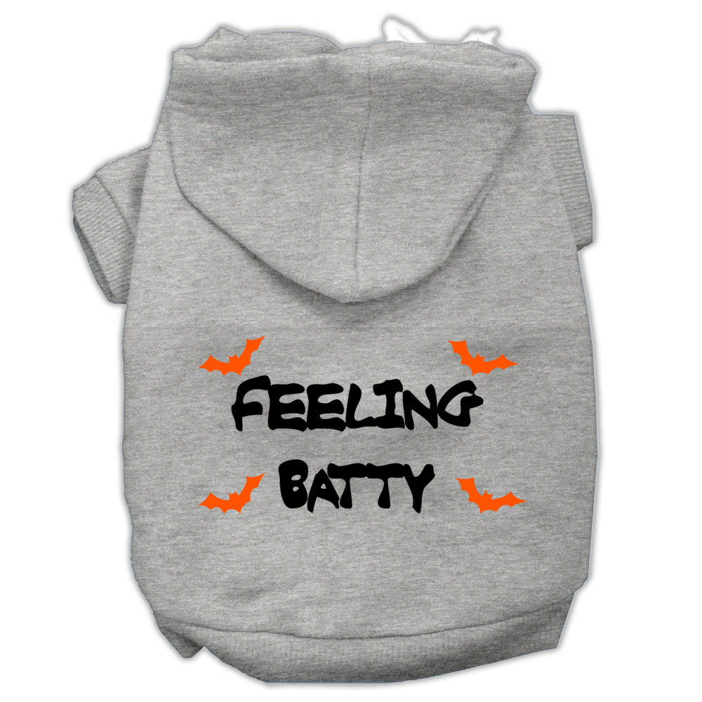 Feeling Batty Screen Print Pet Hoodies Grey Size XXL