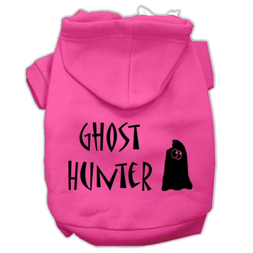 Ghost Hunter Screen Print Pet Hoodies Bright Pink with Black Lettering Lg