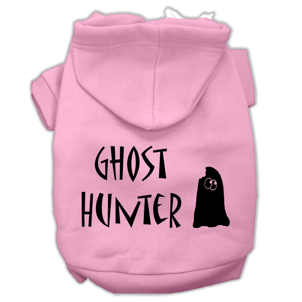 Ghost Hunter Screen Print Pet Hoodies Light Pink with Black Lettering Lg