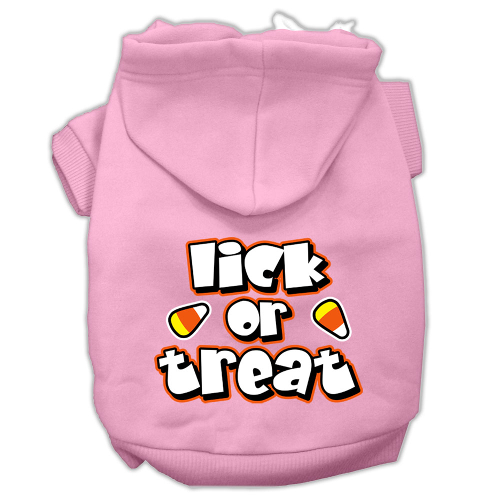 Lick Or Treat Screen Print Pet Hoodies Light Pink Size XXL