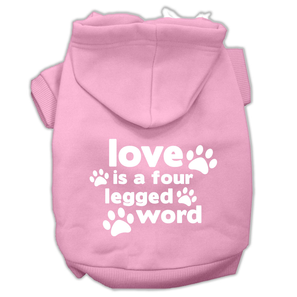 Love is a Four Leg Word Screen Print Pet Hoodies Light Pink Size XS