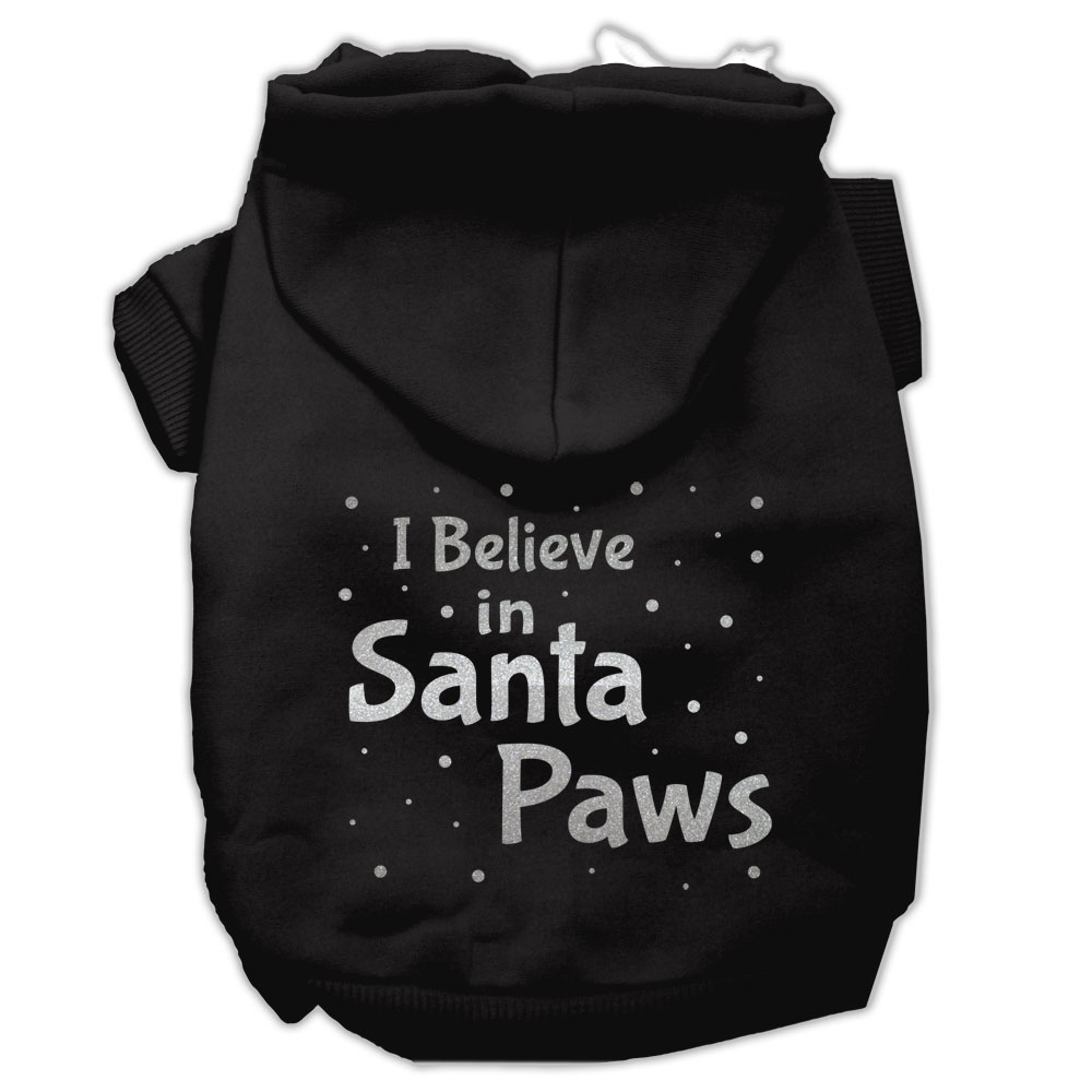 Screenprint Santa Paws Pet Hoodies Black Size XL