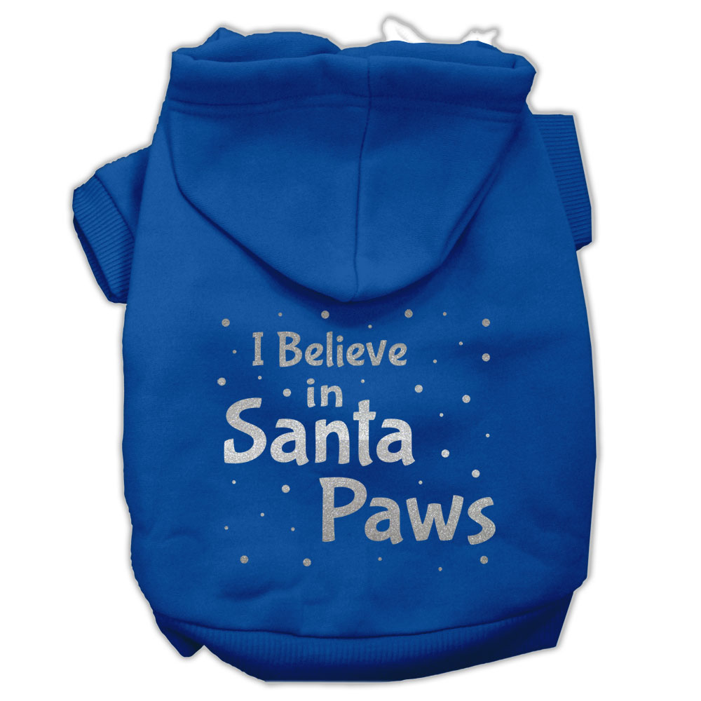 Screenprint Santa Paws Pet Hoodies Blue Size Med