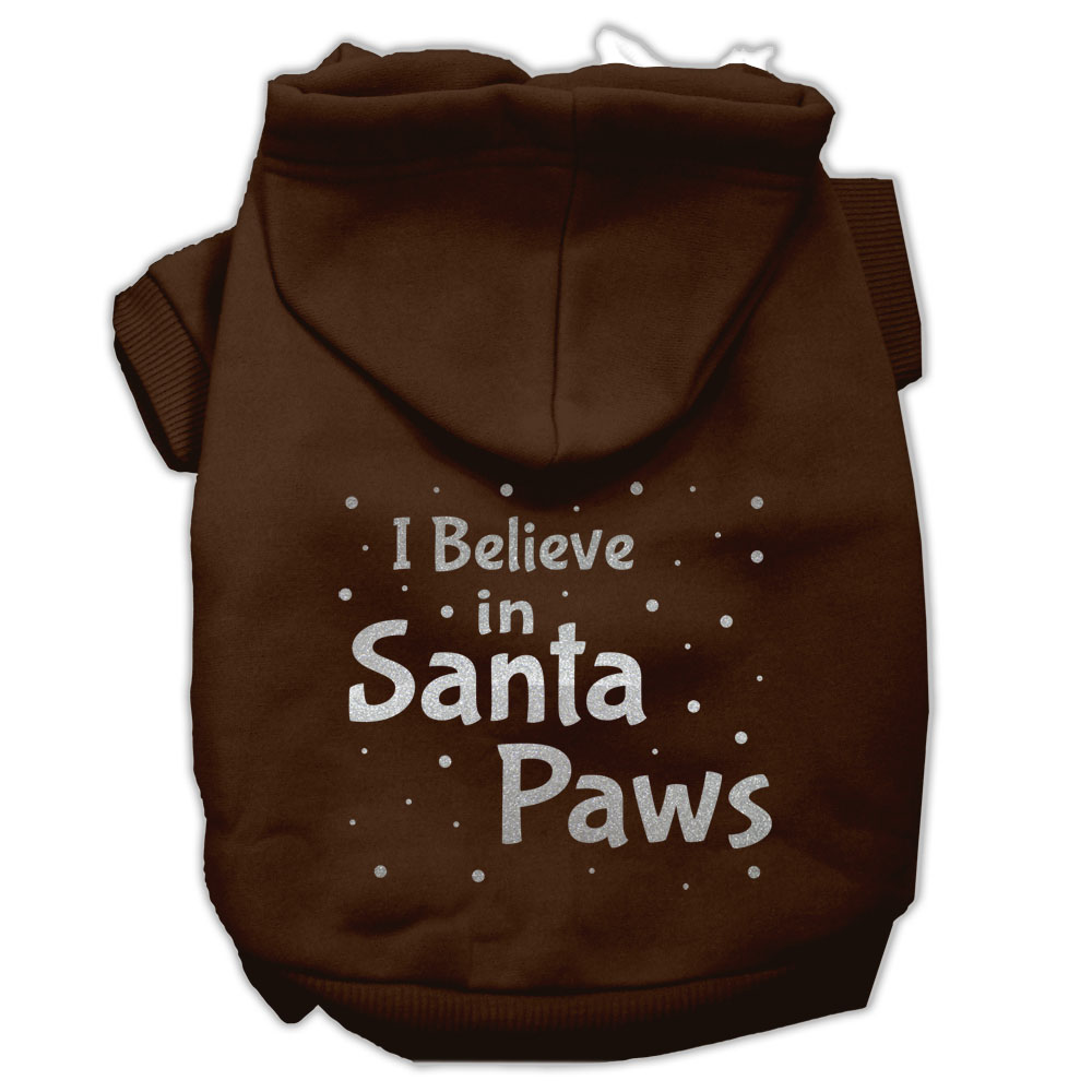 Screenprint Santa Paws Pet Hoodies Brown Size Med