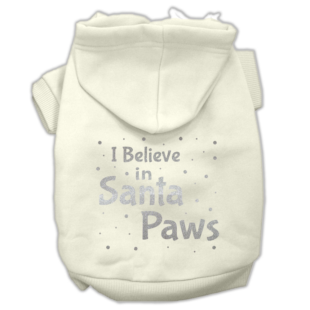 Screenprint Santa Paws Pet Hoodies Cream Size Lg