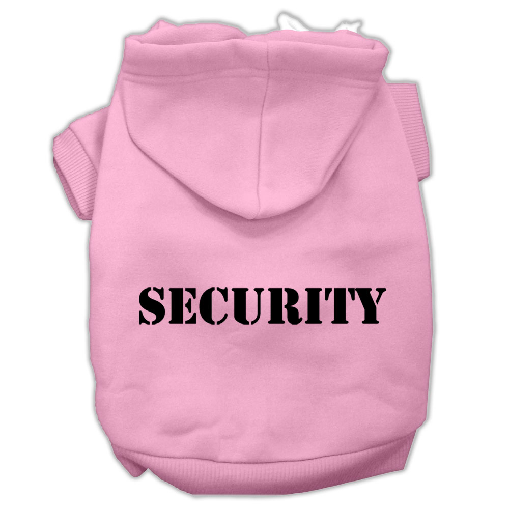 Security Screen Print Pet Hoodies Light Pink Size w/ Black Size text Med