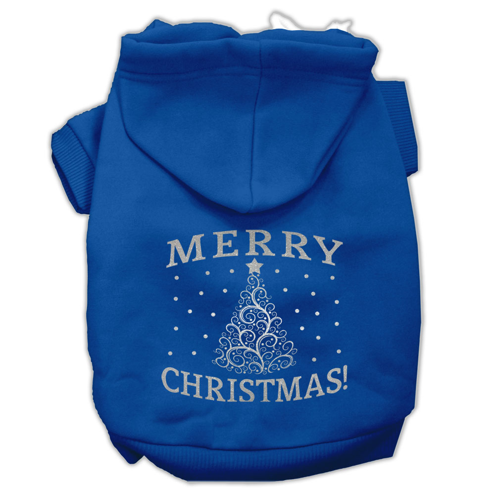 Shimmer Christmas Tree Pet Hoodies Blue Size XS