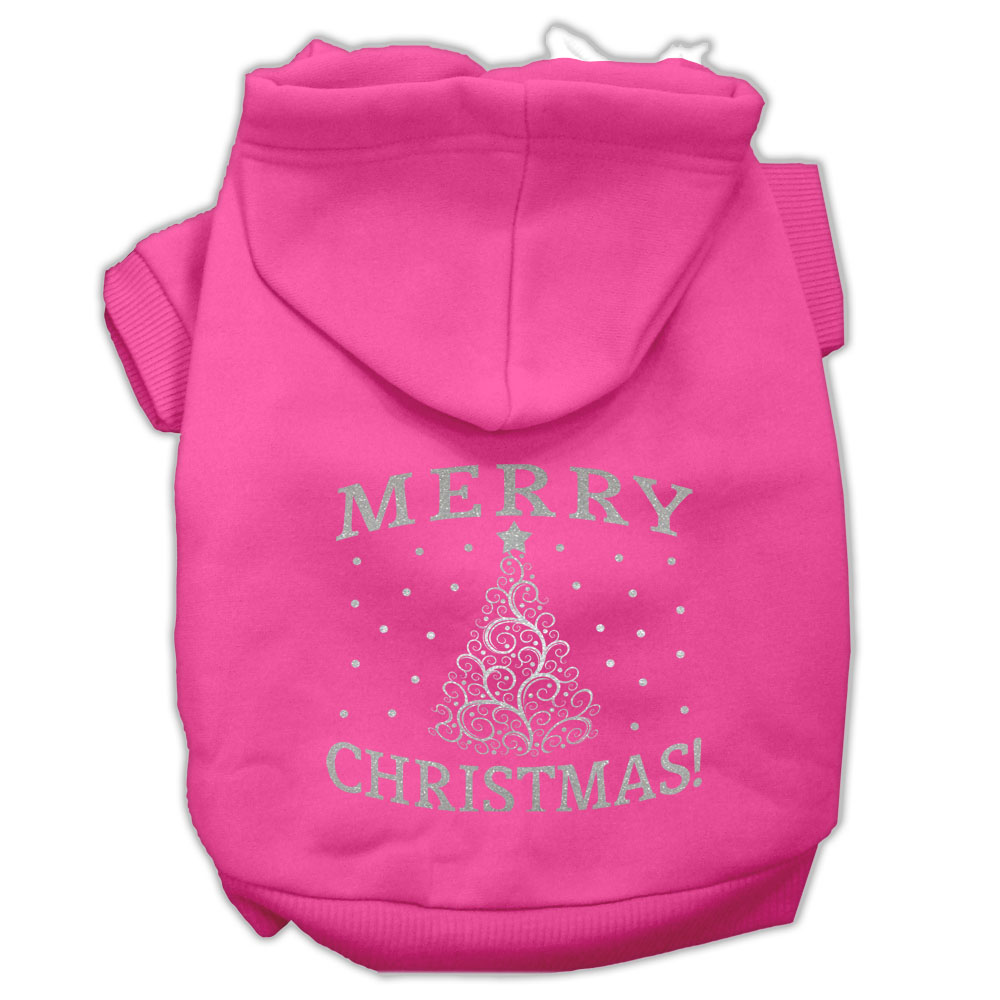 Shimmer Christmas Tree Pet Hoodies Bright Pink Size XS