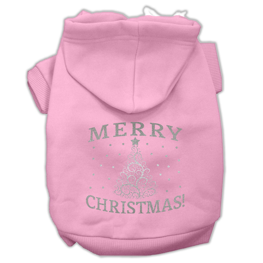 Shimmer Christmas Tree Pet Hoodies Light Pink Size XXL