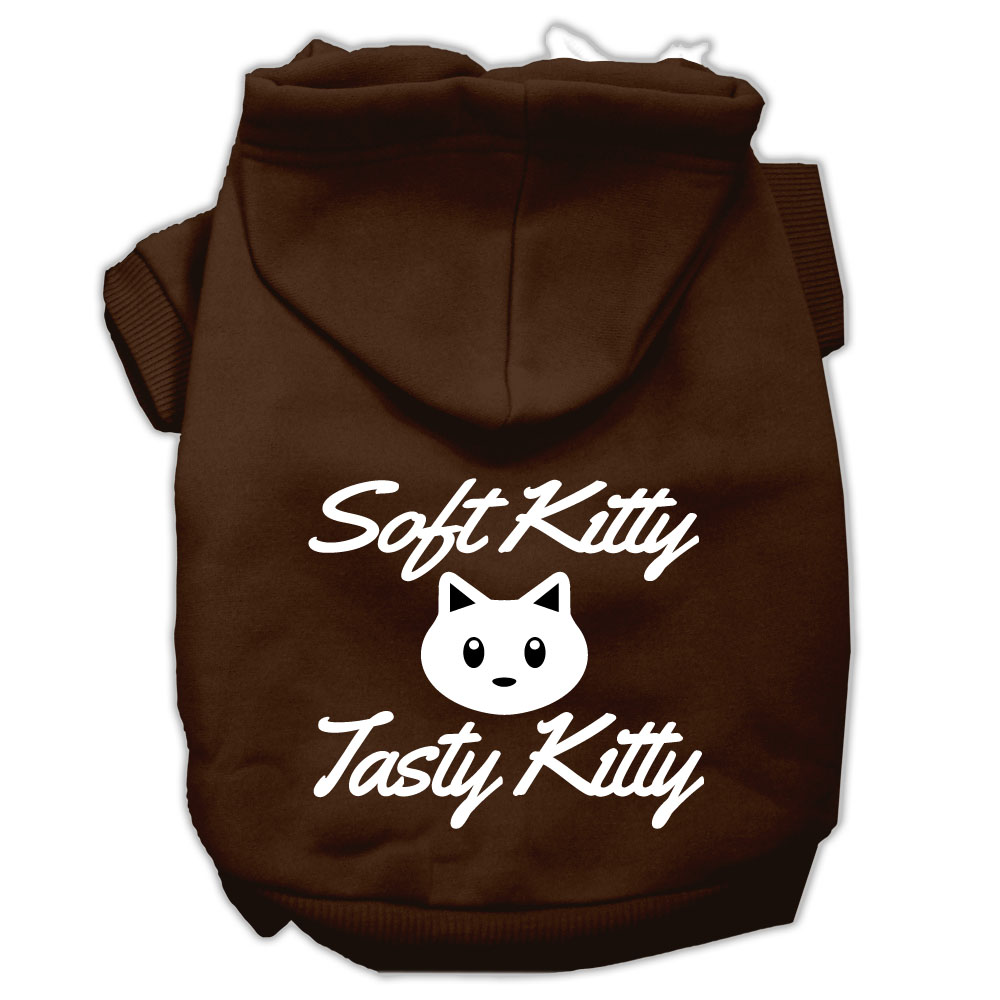 Softy Kitty, Tasty Kitty Screen Print Dog Pet Hoodies Brown Size Med