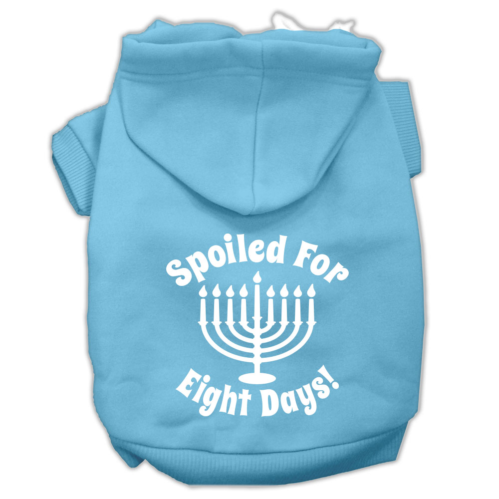 Spoiled for 8 Days Screenprint Dog Pet Hoodies Baby Blue Size XS