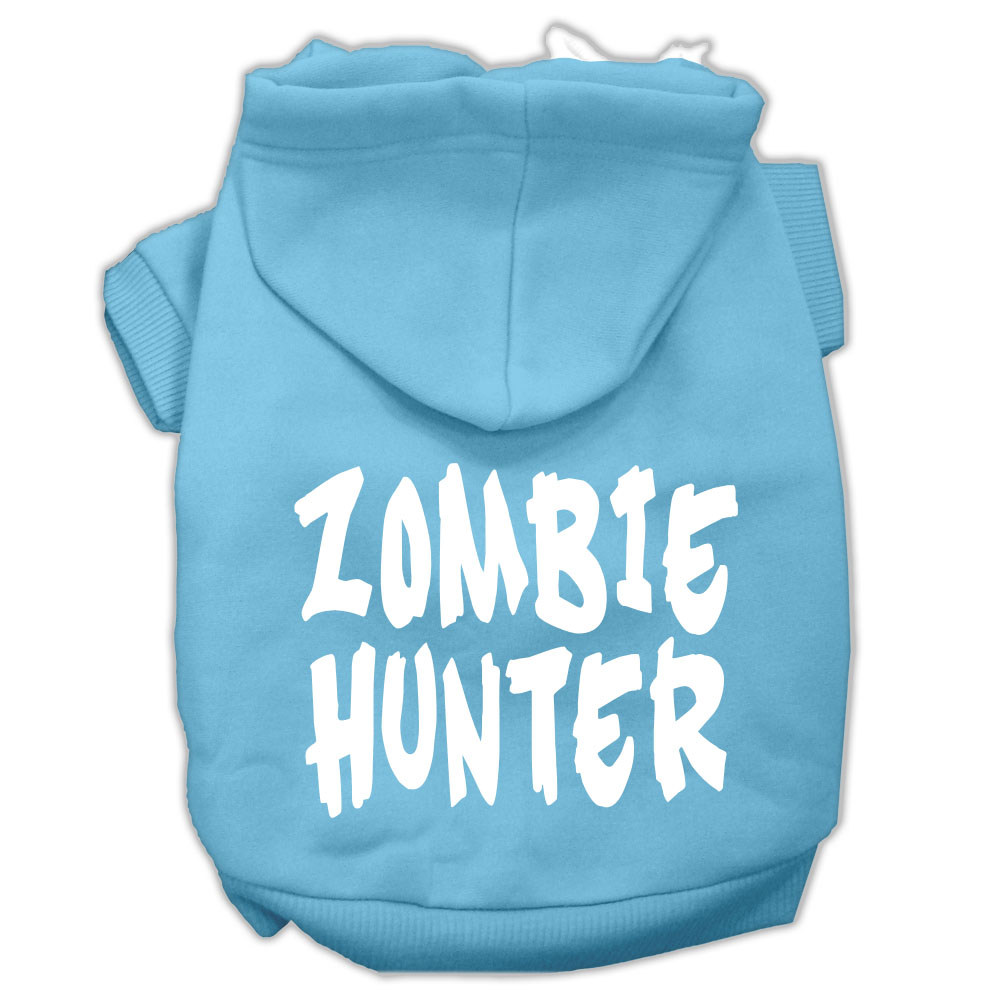 Zombie Hunter Screen Print Pet Hoodies Baby Blue Size XXXL