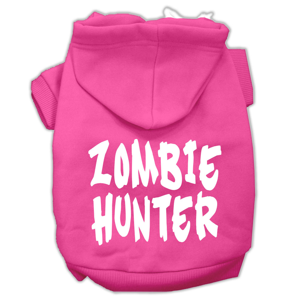 Zombie Hunter Screen Print Pet Hoodies Bright Pink Size L