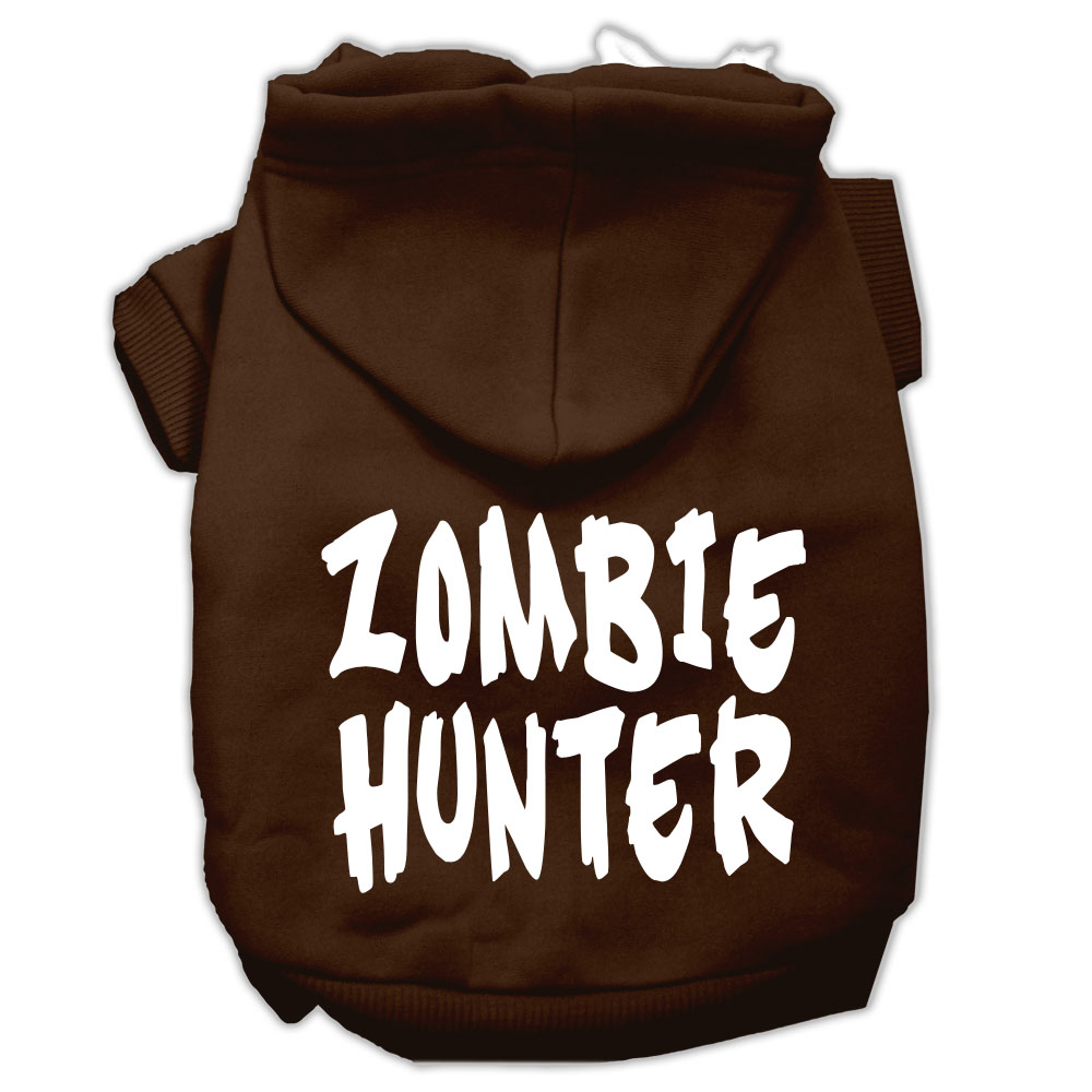 Zombie Hunter Screen Print Pet Hoodies Brown Size XL