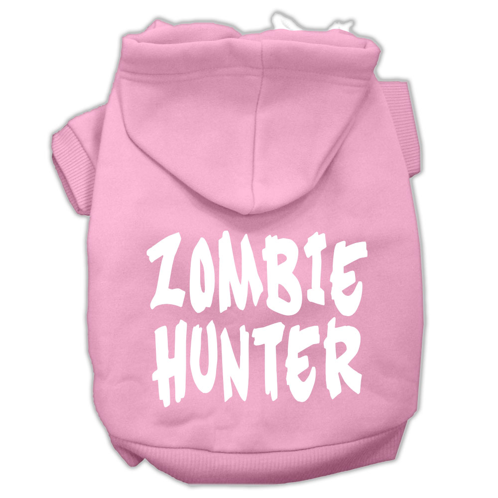 Zombie Hunter Screen Print Pet Hoodies Light Pink Size XXXL